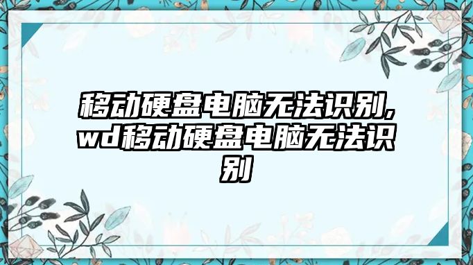 移動硬盤電腦無法識別,wd移動硬盤電腦無法識別