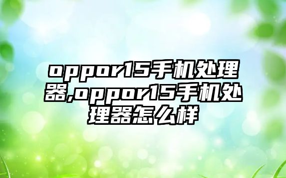 oppor15手機處理器,oppor15手機處理器怎么樣